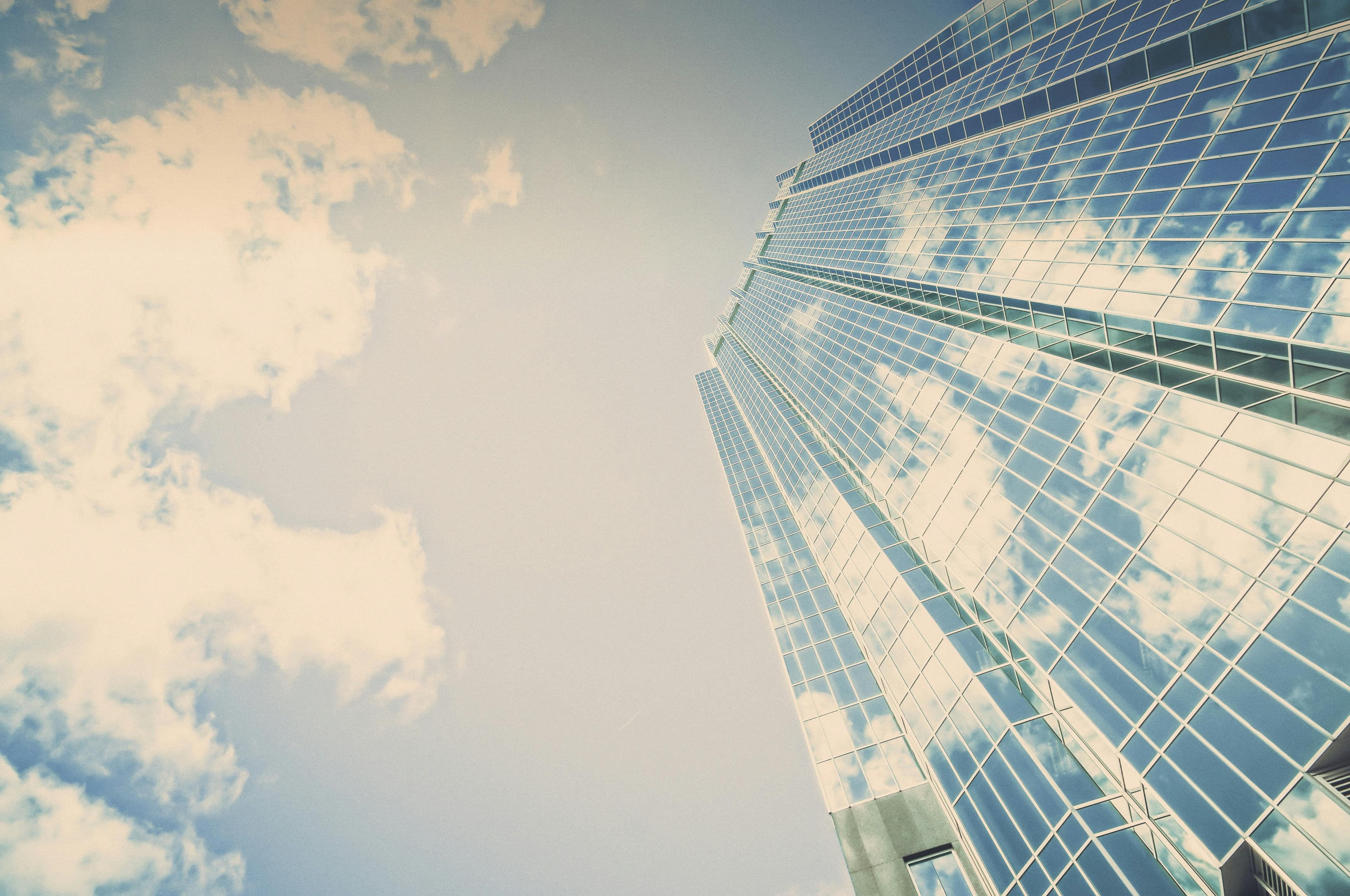 Tall glass building.
